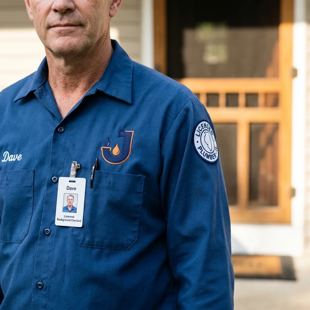 Licensed plumber showing ID badge in Bartlesville, OK