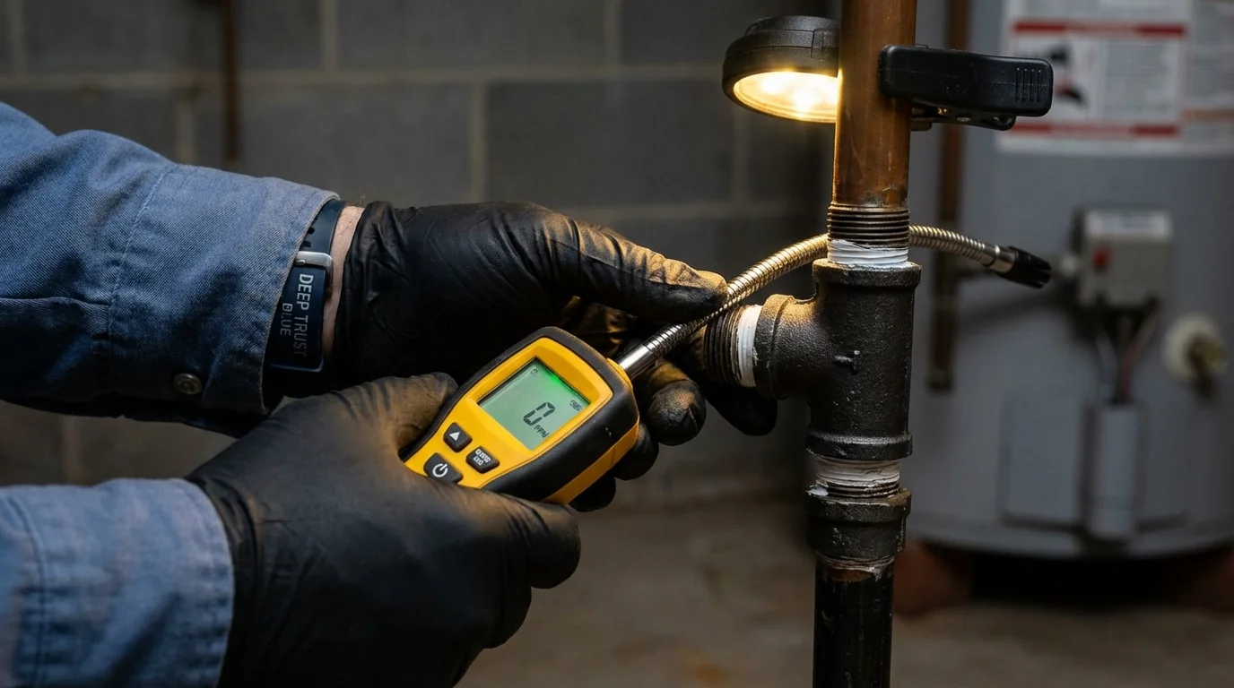 Gas leak detection with electronic sniffer by Johns Plumbing LLC in Bartlesville